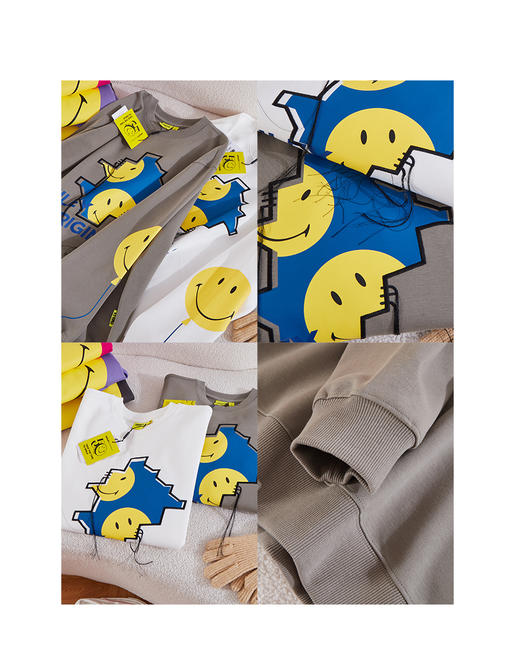 [韩国潮牌] SMILEY 正品微笑秋冬新品印花笑脸流苏毛巾刺绣圆领卫衣507 商品图2
