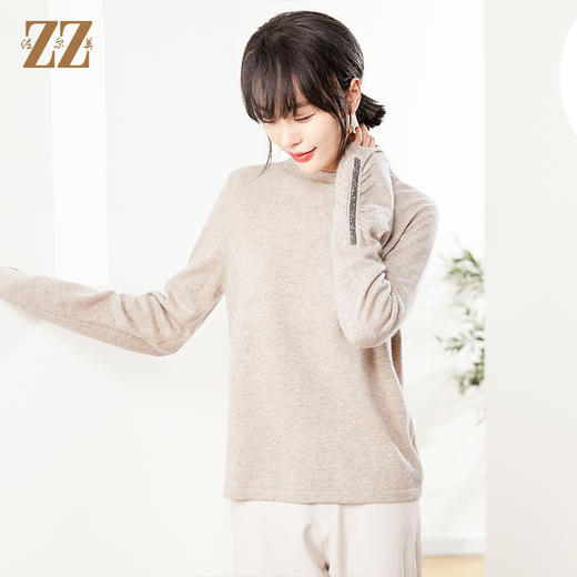 秋季新款 灰色绿色时尚百搭牦牛绒羊毛衫女E14MS14 商品图2