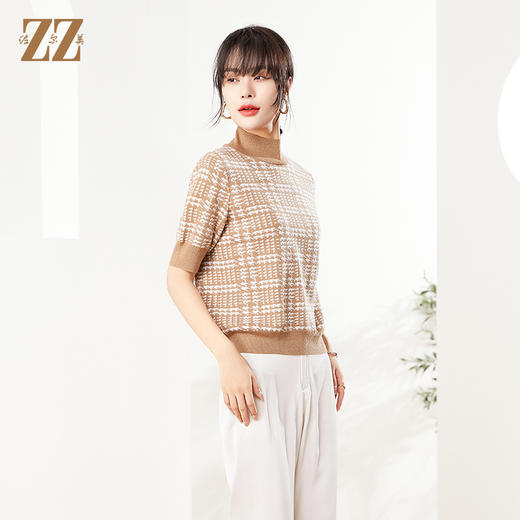 佐尔美2022秋季新款 时尚气质百搭黑色咖啡色中袖羊毛衫女E14MS16 商品图2