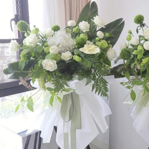 氧气葱翠-白绿色开业花篮一对 商品图1