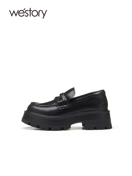 westory2022年新款甜辣jk英伦学院风真皮时髦高级厚底乐福鞋72671 商品图2