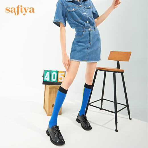 Safiya/索菲娅 女鞋2022年秋季新款英伦娃娃头百搭复古系带小皮鞋 SF23112520 商品图1