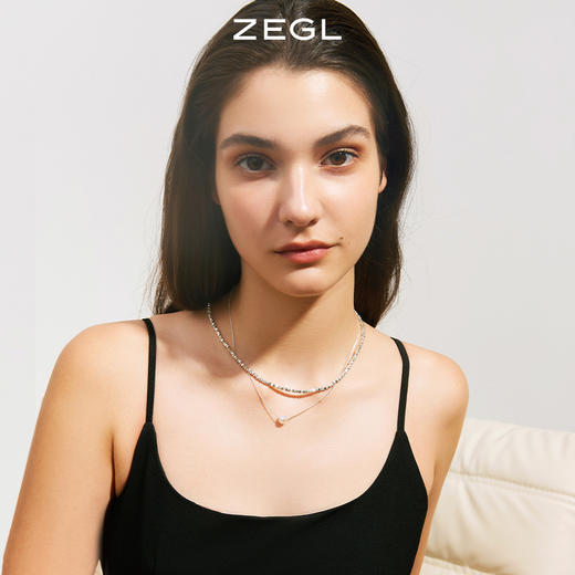 ZEGL碎银几两叠戴项链女生轻奢小众高级设计感人鱼姬珠双层锁骨链 商品图4