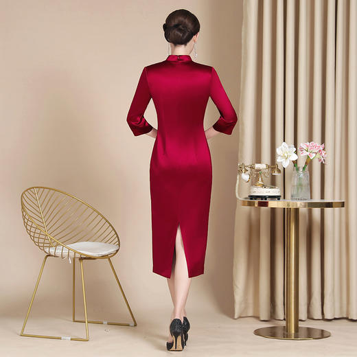 秋冬款婚宴礼服高贵年轻喜婆婆婚宴装旗袍裙丈母娘连衣裙WXG-2299133 商品图4