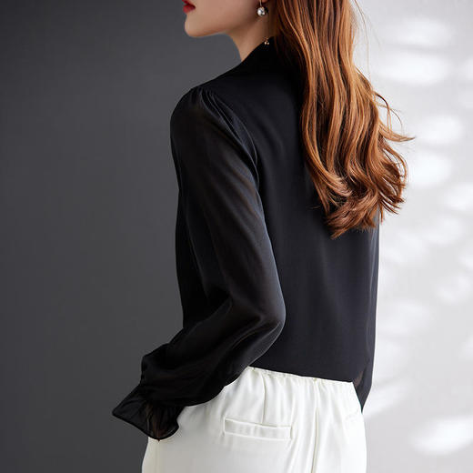 时尚洋气，网纱灯笼袖衬衫女春秋设计感小众长袖职业装女上衣MGG-Q6676 商品图4