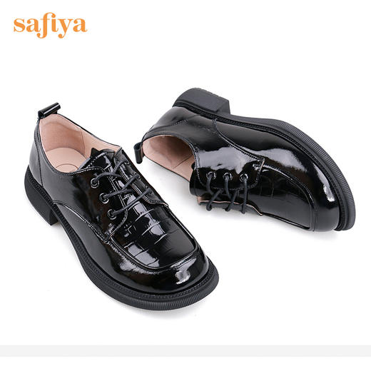 Safiya/索菲娅 女鞋2022年秋季新款英伦娃娃头百搭复古系带小皮鞋 SF23112520 商品图9