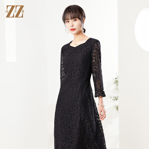 佐尔美秋季新款 镂空蕾丝气质连衣裙女E21LL03 商品图2