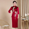 秋冬款婚宴礼服高贵年轻喜婆婆婚宴装旗袍裙丈母娘连衣裙WXG-2299133 商品缩略图0