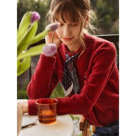 】欧芮儿红色开衫毛衣外套女秋冬新款2021宽松显瘦外穿复古针织上衣