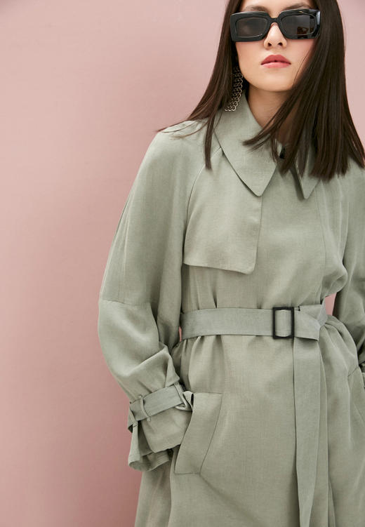 【超惠秒】Emporio Armani 女士防风无褶舒适面料中长款风衣外套 10137 商品图10