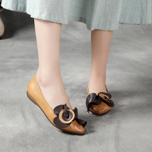 复古森女，花朵浅口单鞋尖头平底鞋软皮女鞋BC-1993-1 商品图2
