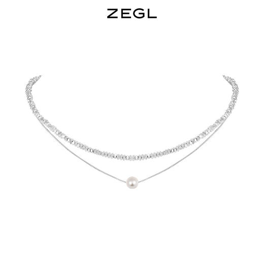 ZEGL碎银几两叠戴项链女生轻奢小众高级设计感人鱼姬珠双层锁骨链 商品图2