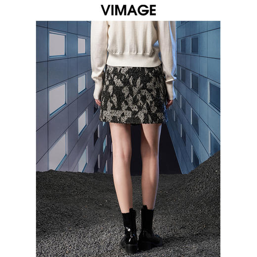  VIMAGE纬漫纪秋冬新款高腰时尚包臀短裙半裙半身裙V1806417 商品图4