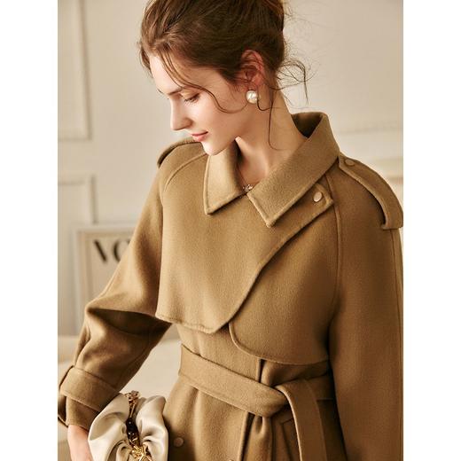 欧芮儿驼色双面毛呢外套女秋冬新款2021宽松显瘦气质羊毛中长大衣 商品图1