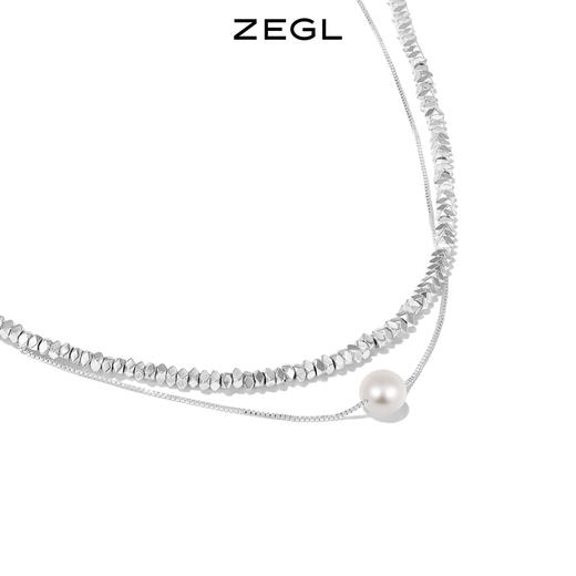 ZEGL碎银几两叠戴项链女生轻奢小众高级设计感人鱼姬珠双层锁骨链 商品图1
