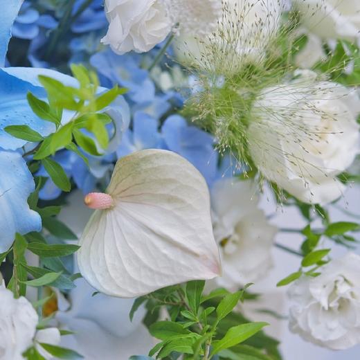 百合，蝴蝶兰蓝色系讲台插花 商品图2