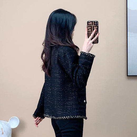 奢姿24年秋装新款大码女装简约小香风开衫胖妹妹粗花时尚外套9923352193 商品图3