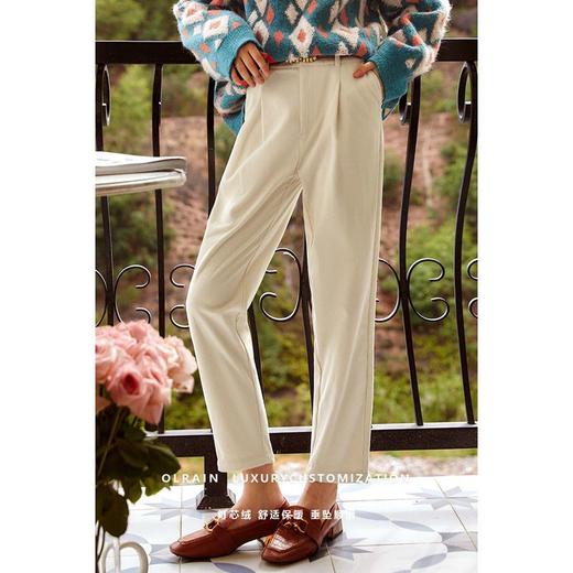 欧芮儿杏色休闲裤女秋冬新款2021高腰显瘦时尚直筒灯芯绒锥形裤子 商品图4