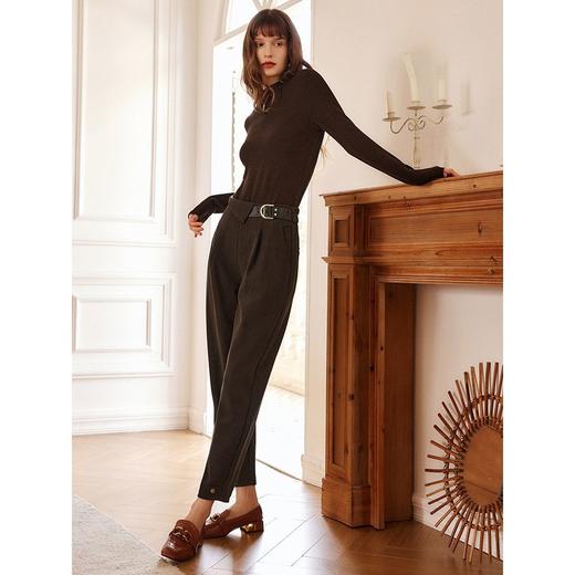 欧芮儿半高领T恤女秋冬新款2021修身显瘦纯色双面绒内搭打底上衣 商品图3