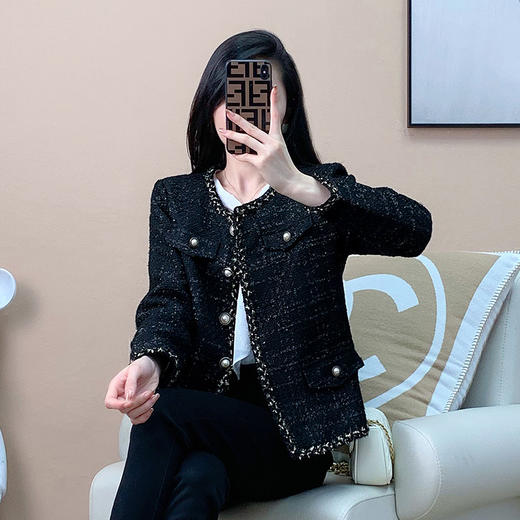 奢姿24年秋装新款大码女装简约小香风开衫胖妹妹粗花时尚外套9923352193 商品图2