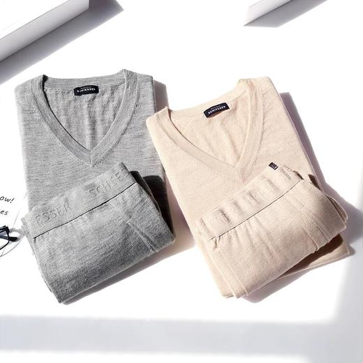 【山羊绒蚕丝】SCHIESSER舒雅保暖内衣长袖超高端铂雅男士山羊绒桑蚕丝秋衣秋裤保暖V领套装 95/0224W 商品图1