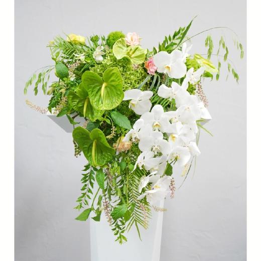 《生命力》高级白绿色讲台插花 商品图0