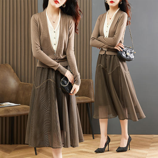 秋季新款，纯色针织衫气质时尚休闲套装裙两件套HR-GSTX99836 商品图5