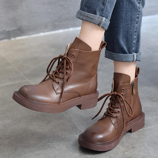 TN T87232-21头层牛皮系带马丁靴皮靴英伦风软皮单靴 商品图0