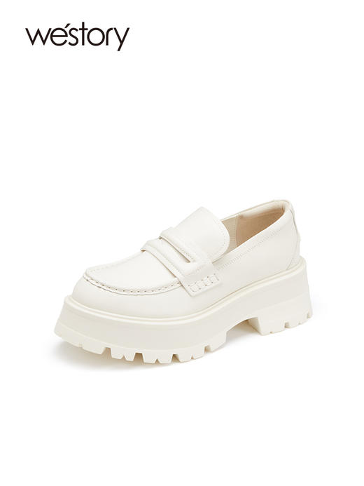 westory2022年新款甜辣jk英伦学院风真皮时髦高级厚底乐福鞋72671 商品图1