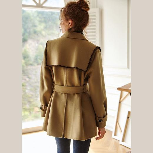 欧芮儿海军领双面呢毛呢外套女冬季新款2023年气质羊毛中长款大衣 商品图1