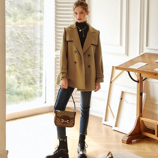 欧芮儿海军领双面呢毛呢外套女冬季新款2023年气质羊毛中长款大衣 商品图2