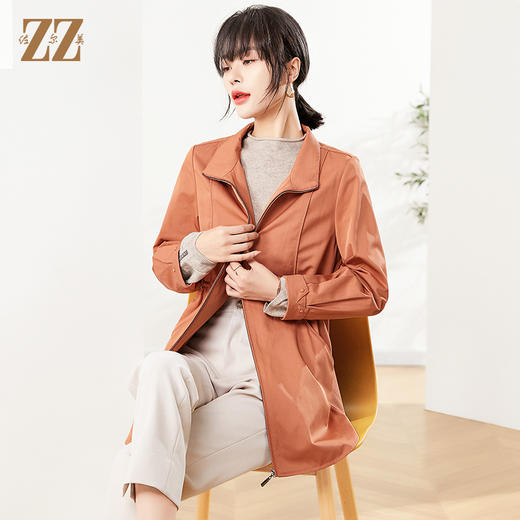 秋季新款 纯色简约气质时尚中长风衣E21FZ16 商品图1