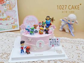 1027CAKE | 汪汪队 狗狗主题蛋糕 粉色系