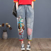 HY-哈伦老爹裤 复古宽松牛仔七分裤女夏季薄款高腰卡通刺绣宽松大码哈伦老爹裤潮 商品缩略图3