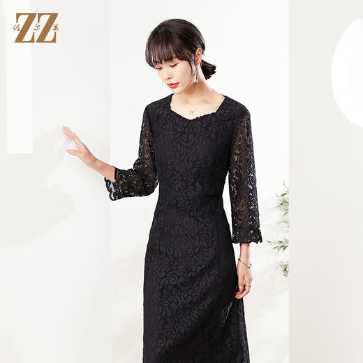 佐尔美秋季新款 镂空蕾丝气质连衣裙女E21LL03 商品图3