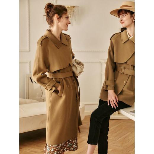 欧芮儿驼色双面毛呢外套女秋冬新款2021宽松显瘦气质羊毛中长大衣 商品图0