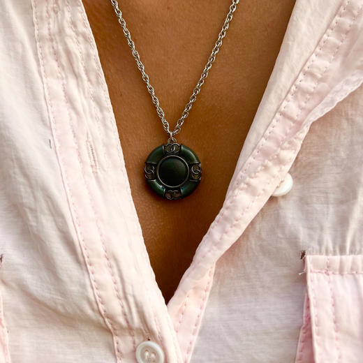 订购6周到｜Gigi Paris-Chanel-绿色水手 中古纽扣 项链［法国设计师］ 商品图3