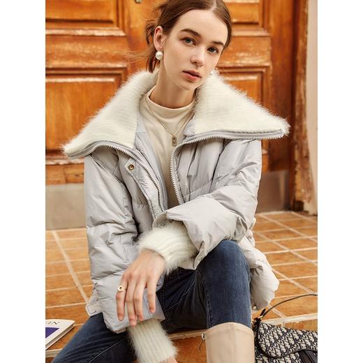 OLrain欧芮儿法式短款羽绒服女冬季2025新款毛领白鸭绒面包服外套 商品图2