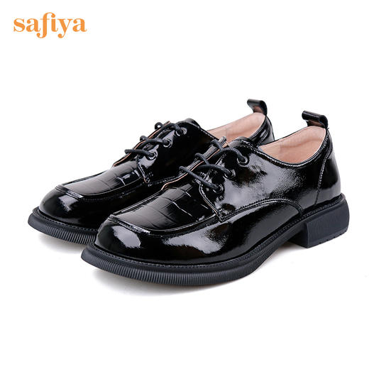 Safiya/索菲娅 女鞋2022年秋季新款英伦娃娃头百搭复古系带小皮鞋 SF23112520 商品图6