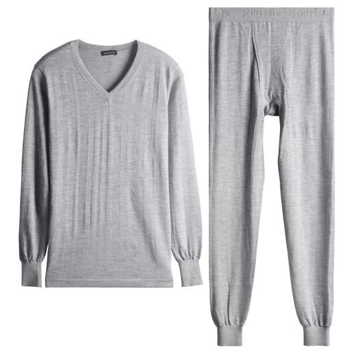 【山羊绒蚕丝】SCHIESSER舒雅保暖内衣长袖超高端铂雅男士山羊绒桑蚕丝秋衣秋裤保暖V领套装 95/0224W 商品图4