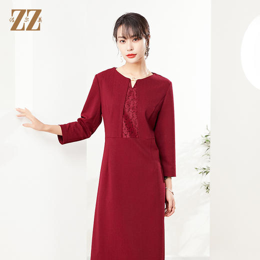 佐尔美夏季新款 气质蕾丝红色蓝色连衣裙女E21LL13 商品图2