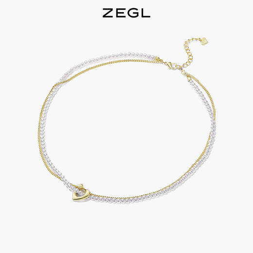 ZEGL巴洛克爱心人造珍珠项链女2022年新款潮双层叠戴锁骨链配饰品 商品图3