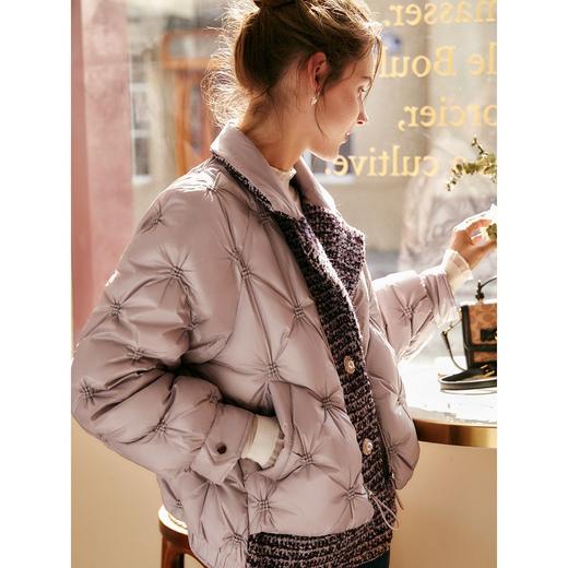 OLrain欧芮儿宽松长袖羽绒衣羽绒服女短款杏色黑色 商品图2