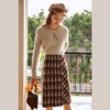 欧芮儿咖色格子半身裙女2021春秋新款高腰气质复古中长款开叉裙子 商品缩略图1