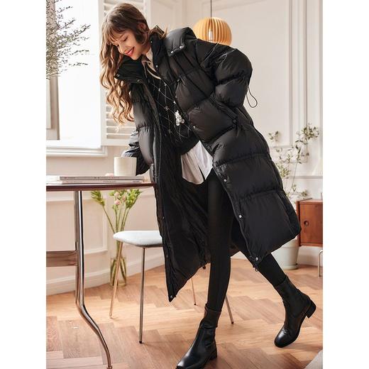 欧芮儿中长款黑色羽绒服女秋冬新款2021宽松显瘦时尚过膝鸭绒外套 商品图2