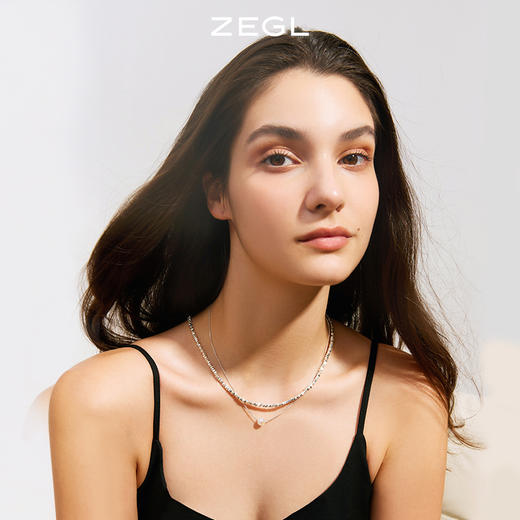 ZEGL碎银几两叠戴项链女生轻奢小众高级设计感人鱼姬珠双层锁骨链 商品图3