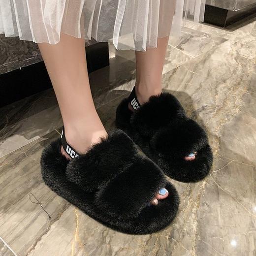 毛毛拖鞋女秋冬新款韩版厚底外穿时尚百搭一字夏季棉拖鞋 商品图4