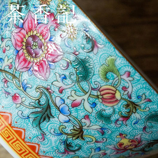 茶香记 珐琅彩万花盖碗 色彩妍丽 富丽堂皇  画工精细  多层贴花 商品图2
