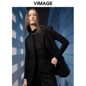 VIMAGE纬漫纪冬季新款简约通勤西装外套女V1803431
