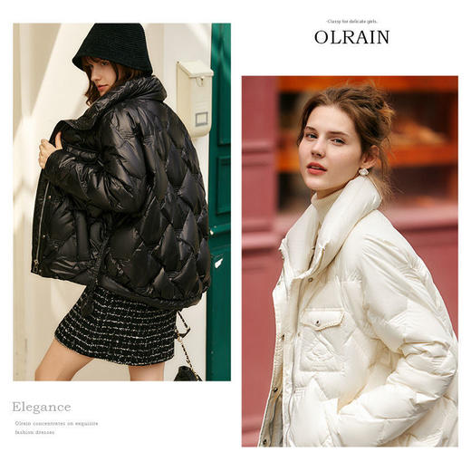 OLrain欧芮儿法式短款羽绒服女春2025年新款亮面白鸭绒加厚外套 商品图5